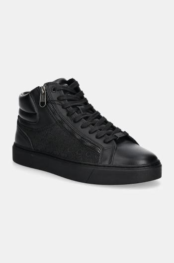 Sneakers boty Calvin Klein HIGH TOP LACE UP W/ ZIP MONO černá barva, HM0HM01556