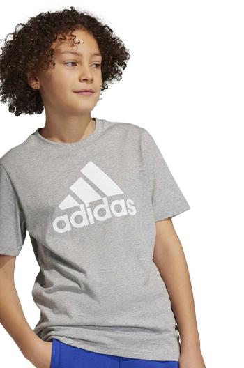 Dětské bavlněné tričko adidas U BL šedá barva, s potiskem