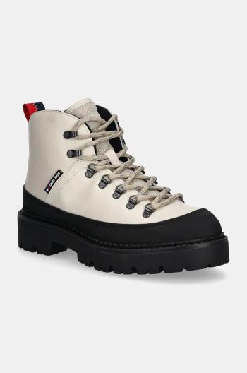 Boty Tommy Jeans TJM HIKING BOOT WL pánské, béžová barva, EM0EM01491