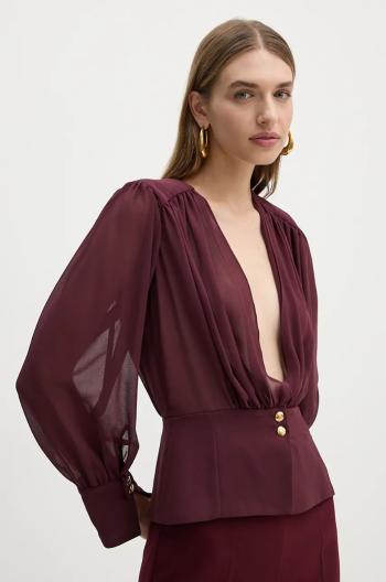 Košile Elisabetta Franchi dámská, vínová barva, regular, CA07947E2