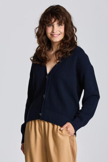 SVETR GANT D1. COTTON RIB CARDIGAN EVENING BLUE