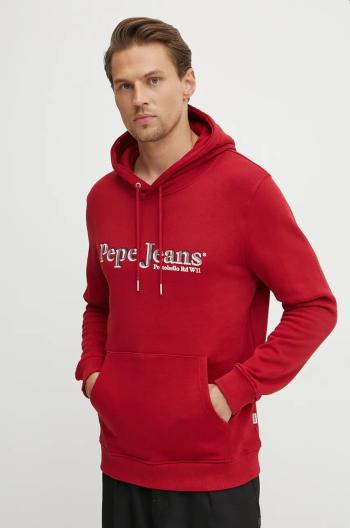 Bavlněná mikina Pepe Jeans SOMERS HOODIE pánská, červená barva, s kapucí, s potiskem, PM582728