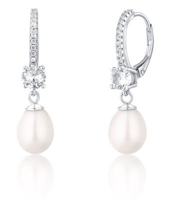 JwL Luxury Pearls Půvabné stříbrné náušnice s pravými perlami a zirkony JL0739