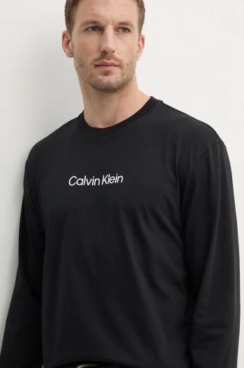 Bavlněné tričko s dlouhým rukávem Calvin Klein černá barva, s potiskem, K10K112396