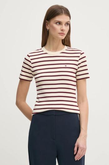 Bavlněné tričko Tommy Hilfiger béžová barva, WW0WW40587