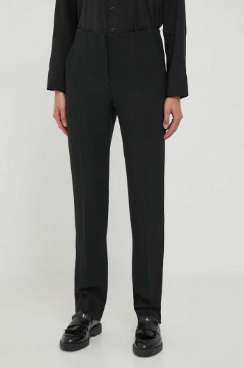 Kalhoty Emporio Armani dámské, černá barva, jednoduché, medium waist