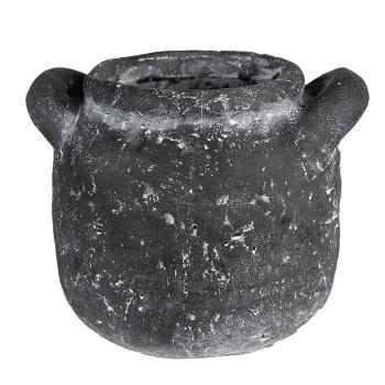 Granitový antik cementový obal na květináč s uchy - 17*15*13 cm 6TE0469L