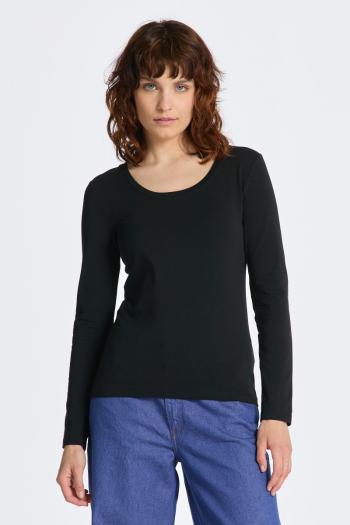 TRIČKO GANT SLIM COT/ELA LS SCOOP NECK TOP BLACK