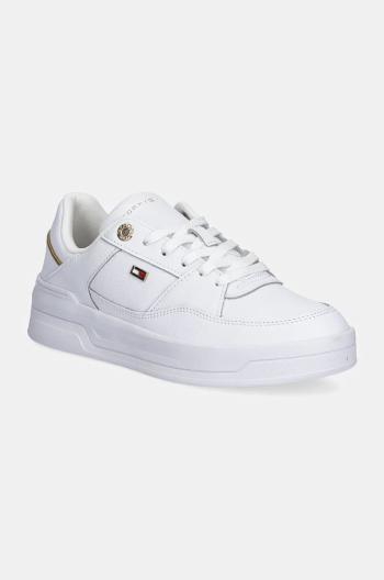 Kožené sneakers boty Tommy Hilfiger ESSENTIAL BASKET SNEAKER bílá barva, FW0FW08261