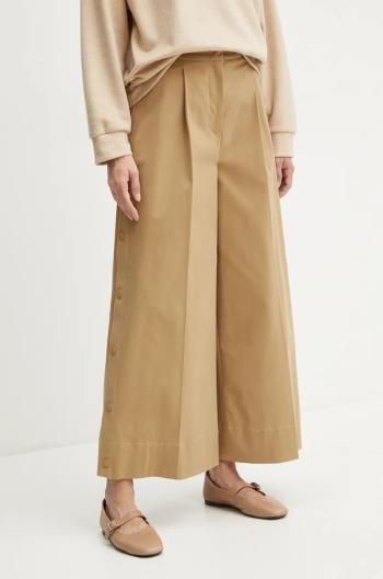 Kalhoty Weekend Max Mara dámské, béžová barva, široké, high waist, 2425136102600