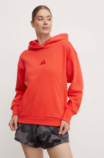 Mikina adidas All SZN dámská, červená barva, s kapucí, hladká, IY6764