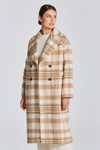 KABÁT GANT D2. CHECKED OVERCOAT LIGHT BEIGE MELANGE