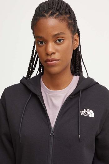 Mikina The North Face Simple Dome Full Zip Hoodie dámská, černá barva, s kapucí, s potiskem, NF0A89EWJK31