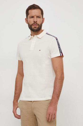 Bavlněné polo tričko Tommy Hilfiger béžová barva, s aplikací, MW0MW33591