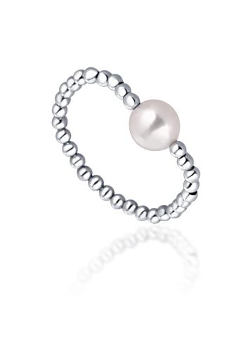 JwL Luxury Pearls Minimalistický stříbrný prsten s pravou sladkovodní perlou JL0790