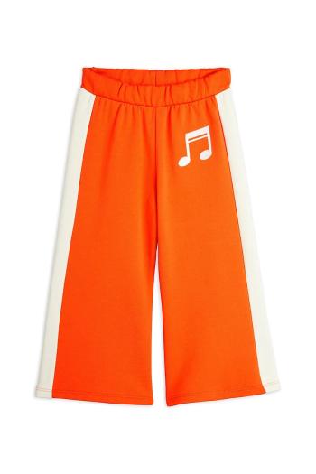 Detské bavlnené tepláky Mini Rodini Note oranžová farba, s nášivkou, 2523011142