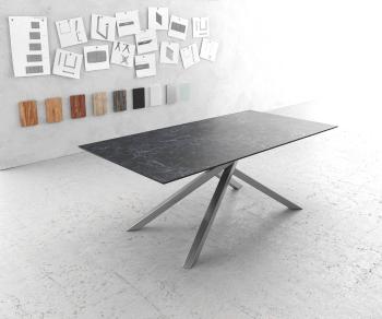 Jídelní stůl Edge 200x100cm Laminam® keramika šedá křížová