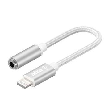 AlzaPower Lightning MFi to 3.5mm Jack (F) 0.1m stříbrná (APW-ADMFI3J01S)