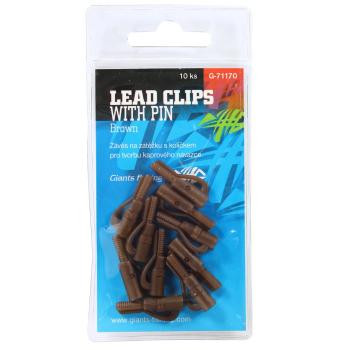 Giants Fishing Závěs na boční olovo Lead Clip with Pin Brown 10ks