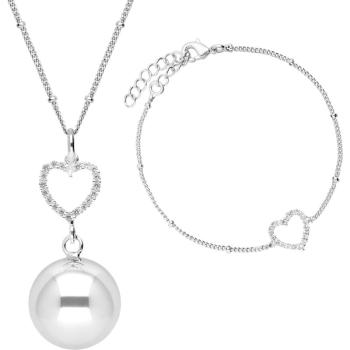 Bola Crystal Heart těhotenská rolnička Silver