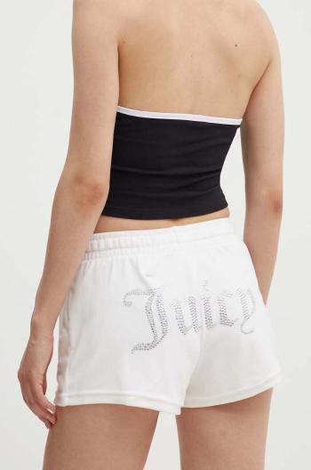 Kraťasy Juicy Couture TAMIA SHORTS dámské, bílá barva, s aplikací, high waist, JCWH121001