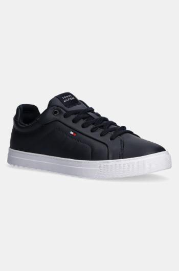 Kožené sneakers boty Tommy Hilfiger ICON COURT LTH FLAG ESS tmavomodrá barva, FM0FM05317