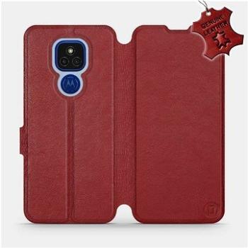 Kožené flip pouzdro na mobil Motorola Moto E7 Plus - Tmavě červené -  Dark Red Leather (5903516384389)