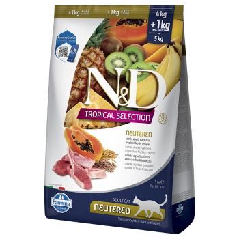 5kg(4+1kg) N&D Tropical Selection Neutered bárány száraz macskatáp