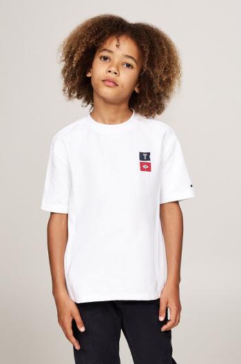 Dětské bavlněné tričko Tommy Hilfiger bílá barva, s potiskem, KB0KB09280