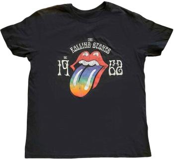 The Rolling Stones Tričko Sixty Rainbow Tongue '62 Unisex Black L