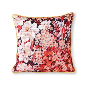 Květinový korálovo okrový polštář Floral - 50*50cm TKU2094