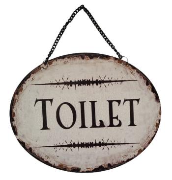 Závěsná kovová cedule s řetízkem Toilet - 25*20 cm 8PL-846820253333