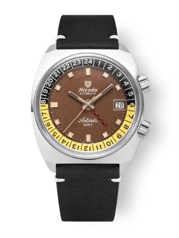 Nivada Grenchen Antarctic GMT - Tropical - Black Leather White Stitching