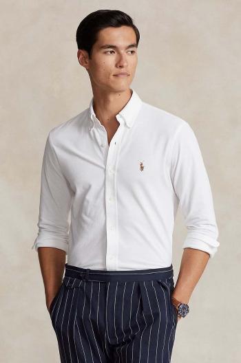 Bavlněná košile Polo Ralph Lauren bílá barva, regular, s límečkem button-down, 710932545