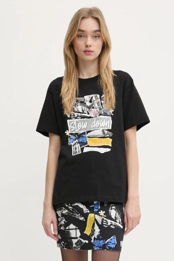 Bavlnené tričko Moschino Jeans dámske, čierna farba, 0708 3229