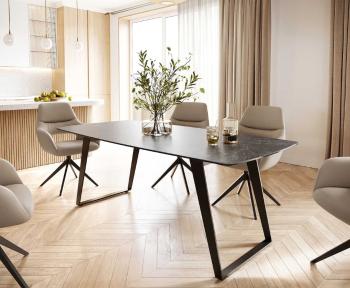 Jídelní stůl Edge 200x100 cm keramika zaoblená Laminam® Nero