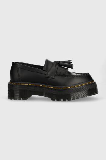 Kožené mokasíny Dr. Martens Adrian Quad dámské, černá barva, na platformě, DM27989001