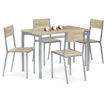 Set de masă HARVEY cu 4 scaune, 110 x 70 x 77 cm,stejar Sonoma