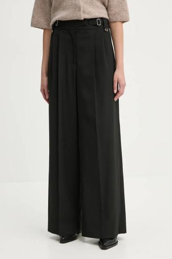 Kalhoty By Malene Birger TAAL dámské, černá barva, široké, high waist, Q72526005