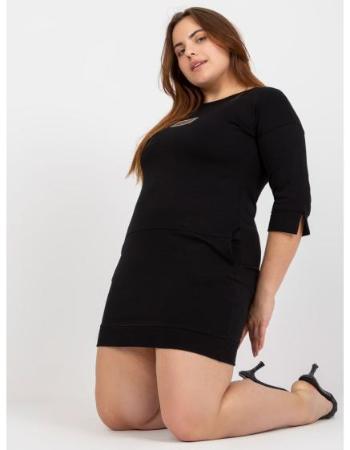 Dámské šaty s kapsami plus size mini WENDA černé  