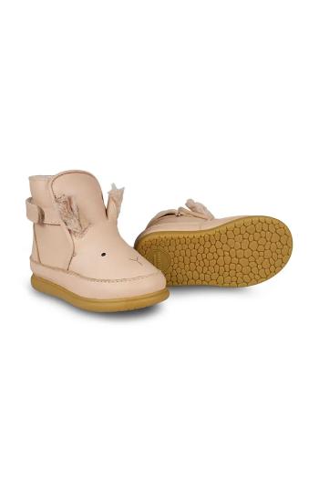 Dětské kožené zimní boty Donsje Dubu Exclusive Shoes Fluffy Bunny oranžová barva, 1500502