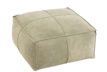 Béžovo-zelený kožený puf / sedák Pouf cross low - 50*50*25cm 17940