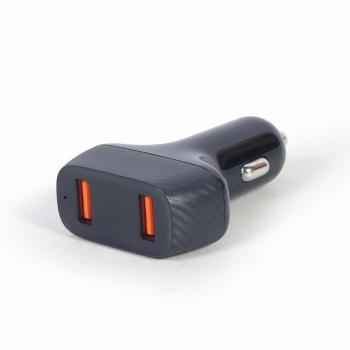 Nabíječka do auta, 2x USB, fast charger, QC3.0, 36 W, černá