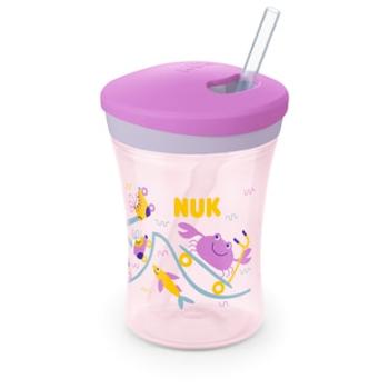 NUK Action Cup měkké brčko na pití, nepropustné od 12 měsíců fialové barvy