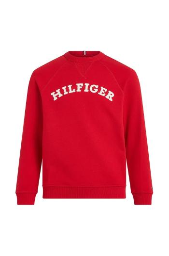 Dětská bavlněná mikina Tommy Hilfiger červená barva, s potiskem, KS0KS00626