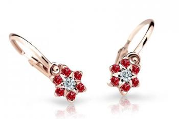 Cutie Jewellery Půvabné dětské náušnice z růžového zlata C2152-10-X-4 červená