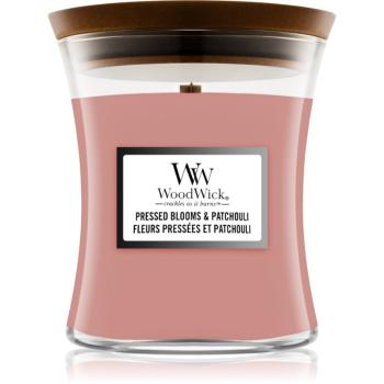 Woodwick Pressed Blooms & Patchouli vonná svíčka s dřevěným knotem 275 g