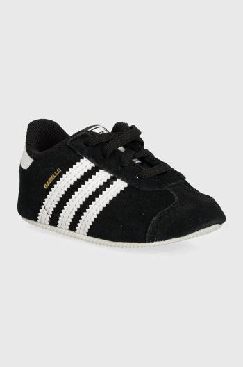 Kojenecké semišové boty adidas Originals GAZELLE CRIB černá barva, JI2046