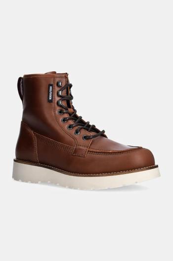 Kožené boty Tommy Hilfiger TH AMERICAN PREM CHECK LTH BOOT pánské, hnědá barva, FM0FM05194