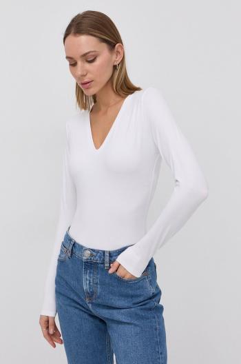 Funkční prádlo Spanx SLEEVE V-NECK BODYSUIT bílá barva, hladké